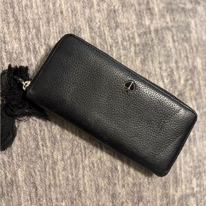 Kate Spade Black Leather Wallet with Heart Detail